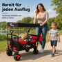 SAMAX Faltbarer Bollerwagen Offroad mit Dach - Schwarz / Gr�n