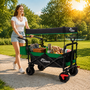 SAMAX Faltbarer Bollerwagen Offroad mit Dach - Schwarz / Rot