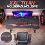 MY SIT Gaming Tisch 140 cm TITAN mit LED Beleuchtung und Mauspad