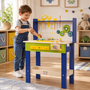 Baby Vivo Spielwerkbank / Werkbank f�r Kinder aus Holz - Luigi mit drehbaren Zahnr�dern und 29 Teilen Zubeh�r