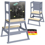 Baby Vivo Lernturm aus Holz - Mit Tafel in Grau