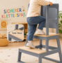 Baby Vivo Lernturm aus Holz - Mit Tafel in Grau