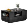 Makika LED Couchtisch / Design Wohnzimmertisch mit Ablagefach und Schubladen - Schwarz Hochglanz