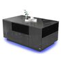 Makika LED Couchtisch / Design Wohnzimmertisch mit Ablagefach und Schubladen - Schwarz Hochglanz