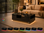 Makika LED Couchtisch / Design Wohnzimmertisch mit Ablagefach und Schubladen - Schwarz Hochglanz