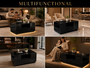 Makika LED Couchtisch / Design Wohnzimmertisch mit Ablagefach und Schubladen - Schwarz Hochglanz