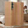 Makika Trennwand / Raumteiler aus Holz / Bambus Faltbar - Natur Braun