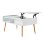 Makika Couchtisch / Wohnzimmertisch mit Glas ausziehbar mit verstecktem Fach in Wei