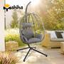 Makika H�ngesessel mit Gestell h�henverstellbar aus Polyrattan in Grau