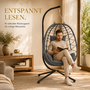 Makika H�ngesessel mit Gestell h�henverstellbar aus Polyrattan in Grau