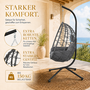 Makika H�ngesessel mit Gestell h�henverstellbar aus Polyrattan in Grau