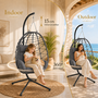 Makika H�ngesessel mit Gestell h�henverstellbar aus Polyrattan in Grau