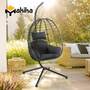 Makika H�ngesessel mit Gestell h�henverstellbar aus Polyrattan in Schwarz
