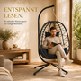 Makika H�ngesessel mit Gestell h�henverstellbar aus Polyrattan in Schwarz
