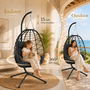Makika H�ngesessel mit Gestell h�henverstellbar aus Polyrattan in Schwarz