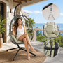 Makika H�ngesessel mit Gestell h�henverstellbar aus Polyrattan in Gr�n / Grau