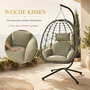 Makika H�ngesessel mit Gestell h�henverstellbar aus Polyrattan in Gr�n / Grau