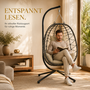 Makika H�ngesessel mit Gestell h�henverstellbar aus Polyrattan in Gr�n / Grau