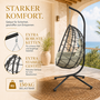 Makika H�ngesessel mit Gestell h�henverstellbar aus Polyrattan in Gr�n / Grau