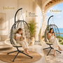 Makika H�ngesessel mit Gestell h�henverstellbar aus Polyrattan in Gr�n / Grau