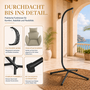 Makika H�ngesessel mit Gestell h�henverstellbar aus Polyrattan in Gr�n / Grau