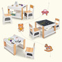 Baby Vivo Kindersitzgruppe mit multifunktionalem Tisch und 2 St�hlen aus Holz - Mia