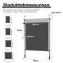 Strattore Ausziehbare Klemmmarkise / Senkrechtmarkise h�henverstellbar 120 x 310 cm - Anthrazit