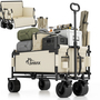 SAMAX Faltbarer Bollerwagen - 2in1 mit Bank - bis 200kg Offroad Festival Edition - Beige