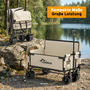 SAMAX Faltbarer Bollerwagen - 2in1 mit Bank - bis 200kg Offroad Festival Edition - Beige