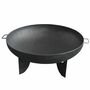 Feuerschale massiv 80cm Stahl 2Griffe Feuerstelle Terrassenfeuer Gartenfeuer 