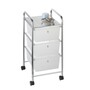 Schubladenwagen Bad Standregal verchromt mit 3 transparenten Kunststoffboxen 
