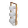 Regal 3B�den Bambus wei� 76x28x15cm Wandregal B�cherregal Bambusregal Badregal
