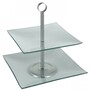 Etagere 25x25x17cm 2Ablagen Glasplatten Servierteller Servierplatte 