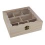 Teebeutelbox Holz natur 8 F�cher 20x20x6,7cm Sichtdeckel dekorative Teekistchen