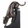 Dekofiguren Panther 2 St�ck 33cm schwarz / bronze Polystone Buchst�tzen Figuren