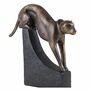 Dekofiguren Panther 2 St�ck 33cm schwarz / bronze Polystone Buchst�tzen Figuren