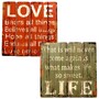 Wandbilder aus Holz Wanddeko Love Life Spr�che 2er Set ca. 40 x 40 cm