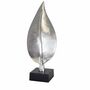 Dekofigur Skulptur Blatt 57cm Aluminium auf Sockel Dekoobjekt Handarbeit Statue