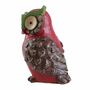 Dekofigur Eule 2St�ck rot und wei� 11x7x8cm Polyresin Eulen Dekoeulen Polyfigur