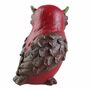 Dekofigur Eule 2St�ck rot und wei� 11x7x8cm Polyresin Eulen Dekoeulen Polyfigur