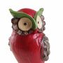 Dekofigur Eule 2St�ck rot und wei� 11x7x8cm Polyresin Eulen Dekoeulen Polyfigur