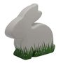 Dekofigur Hase Keramik wei� 20x18cm Grasdekor Dekohase Grasi Osterdekoration