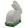Dekofigur Hase Keramik wei� 20x18cm Grasdekor Dekohase Grasi Osterdekoration