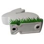 Dekofigur Hase Keramik wei� 20x18cm Grasdekor Dekohase Grasi Osterdekoration