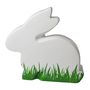 Dekofigur Hase Keramik wei� 20x18cm Grasdekor Dekohase Grasi Osterdekoration