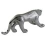 Skulptur Panther 38x17cm Keramik Platin Dekor Dekofigur Raubkatze Dekoration