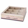 Kiste Teekiste 9F�cher Holz 24x24x7cm Glasscheibe Maritim Teebeutelbox Teebox