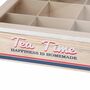 Kiste Teekiste 9F�cher Holz 24x24x7cm Glasscheibe Maritim Teebeutelbox Teebox