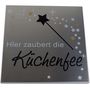 Wandschild K�chenfee 25x25cm aus Edelstahl Wanddeko Wandbild K�chenausstattung