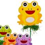 Gartenstecker 27x7cm Holzstecker 4tlg. Frosch in 4 verschiedenen Farben Blumen 